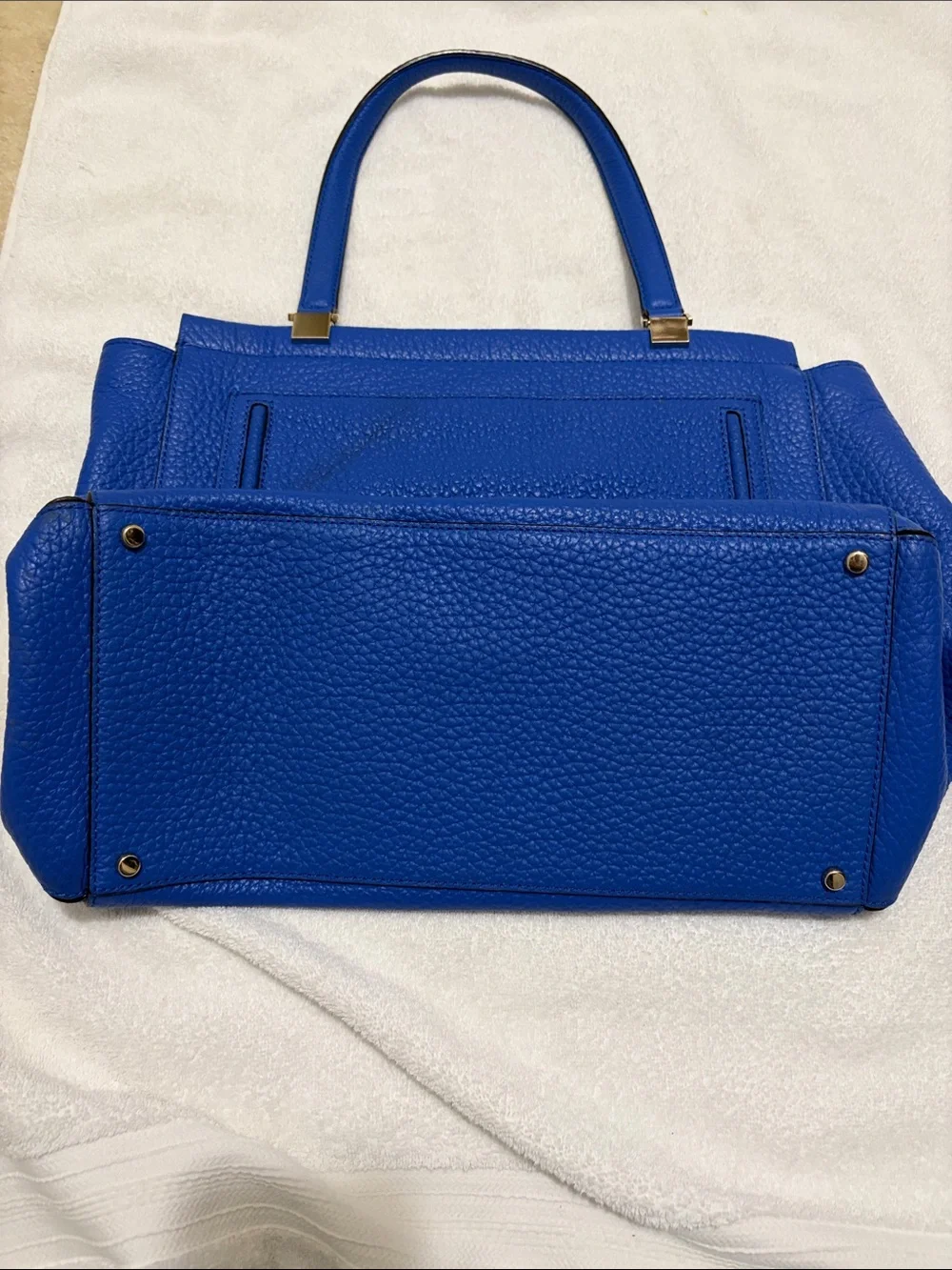 kate spade Royal Blue Pebbled Leather Tote with Gold Hardware